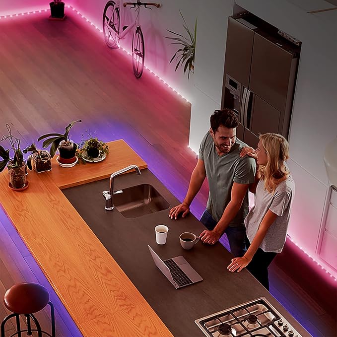 DAYBETTER Led Strip Lights 200 ft (4 Rolls of 50 ft) Ultra Long Smart Light Strips with App Voice Control Remote, RGB Music Sync Color Changing Lights for Bedroom, Kitchen, Party,Home Decoration