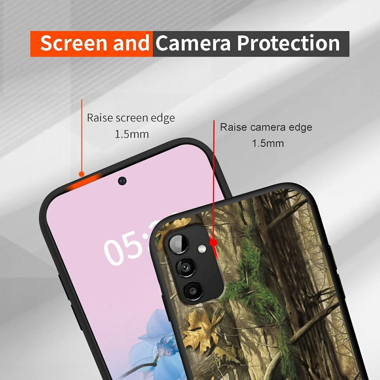 Samsung Galaxy A14 5G Case by Rossy - Slim Soft TPU Camouflage Tree Pattern, Shookproof Protection for 6.6" Phone.