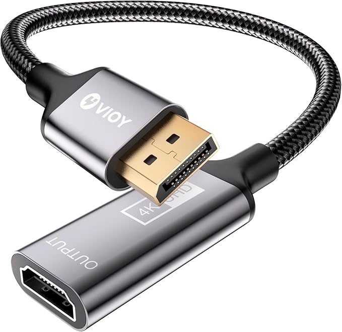 VIOY Displayport to HDMI Adapter, 1440p@60Hz 1080p@60Hz Uni-Directional DP (Source) Male to HDMI (Display) Female, 4K Display Port Adapter for Monitor, AMD, NVIDIA, HP, Dell, Lenovo