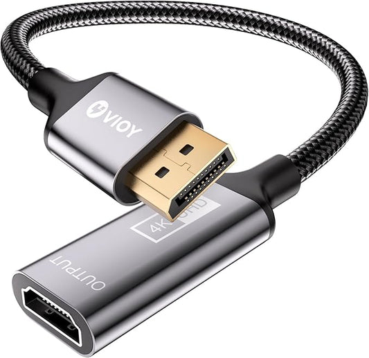 VIOY Displayport to HDMI Adapter, 1440p@60Hz 1080p@60Hz Uni-Directional DP (Source) Male to HDMI (Display) Female, 4K Display Port Adapter for Monitor, AMD, NVIDIA, HP, Dell, Lenovo