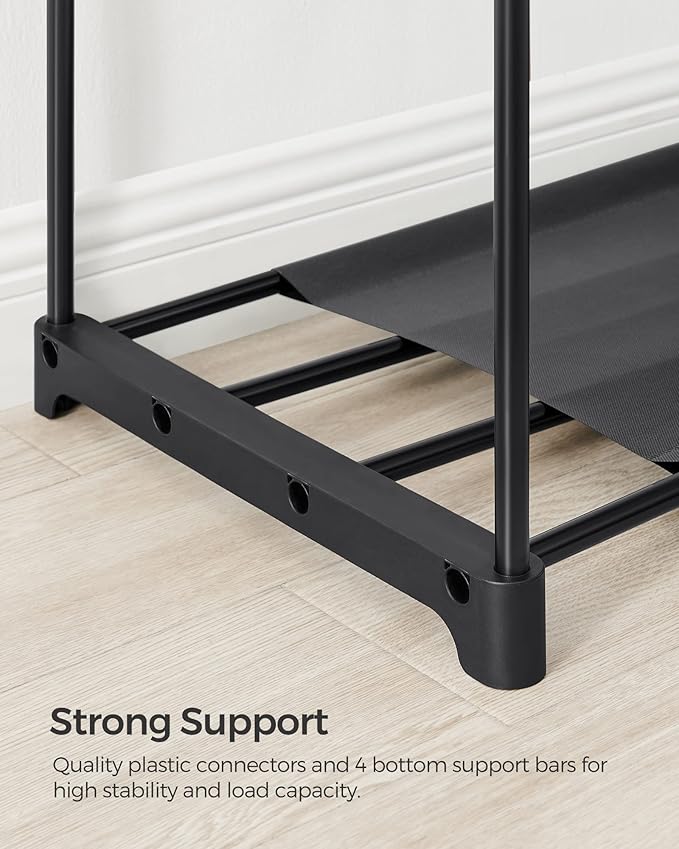 SONGMICS Portable Closet, Freestanding Closet Organizer, Clothes Rack with Shelves, Hanging Rods, Storage Organizer, for Cloakroom, Bedroom, 54.3 x 16.9 x 71.7 Inches, Black URYG025B02