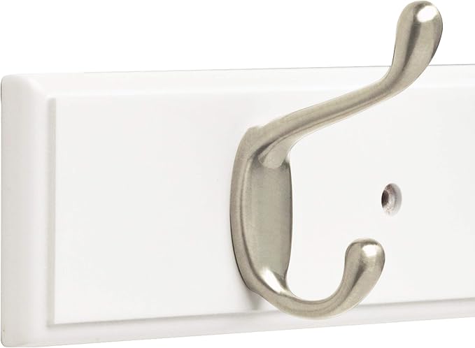 Franklin Brass Heavy Duty (1-Pack) 27' Coat/Hat Rack Wall Mount Pure White 6 Hooks Mounted Hanging Rail for Clothes, Towels, Purses, Bags, Kitchen, Entry, Closet Organizer FBHDCH6-WSE-R