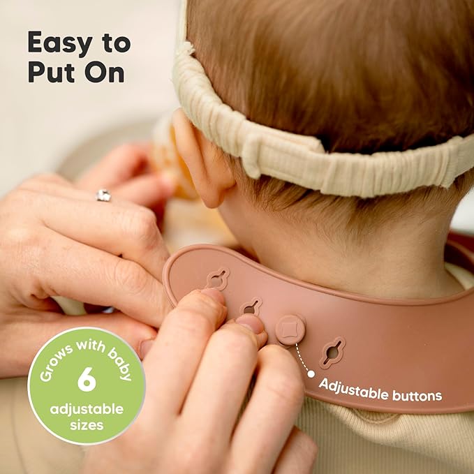KeaBabies 2-Pack Silicone Baby Bibs for Eating - Sturdy Food-Grade Silicone Bibs for Babies Girl, Boy, Large Food Catcher, Clean & Put On Easily, Waterproof Toddler Feeding Essentials (Dusk)