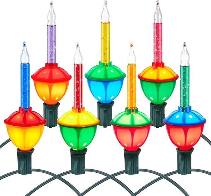 Brightown Bubble String Lights - 6.5ft 9 Counts Christmas Light Bulb, Traditional Multicolor Bubble Lights for Christmas Tree Holiday Celebrations Lighting, 7 Colors