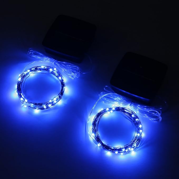 Magicnight Solar Mini Teeny Tiny Lights,Starry String Light for Garden Fairy,Tree,Railing,Arbor,Fence,16 Feet 50LEDs,2 Pack,Blue
