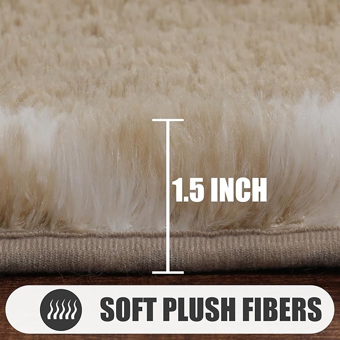ONASAR Living Room Area Rug 6x9, Large Beige and White Geometric Floor Rugs for Bedroom Home Decor Aesthetic, Soft Fuzzy Shaggy Plush Fluffy Moroccan Carpet for Teen Nursery Dorm Classroom Office