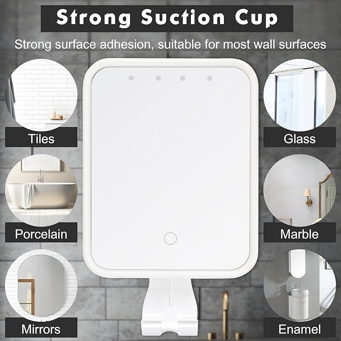 Wall-Mounted Heated Anti-Fog LED Shower Mirror for Shaving – Large Size with Razor Holder