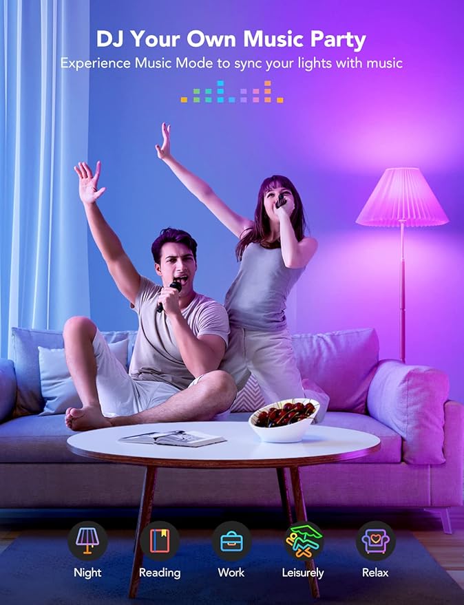 Govee LED Smart Light Bulbs, 1000LM Color Changing Light Bulb, Wi-Fi & Bluetooth Light Bulbs, Work with Alexa and Google Assistant, Dimmable RGBWW A19 75W Equivalent Smart Bulbs, 8 Pack