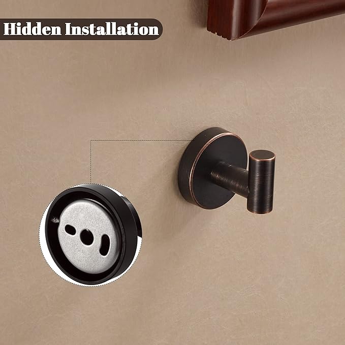 BigBig Home Bronze Towel Hooks, Bathroom Robe Hook Oil Rubbed, Bath Farmhouse Coat Clothes Hook Wall Mounted Rustic 6 Packs for Kitchen
