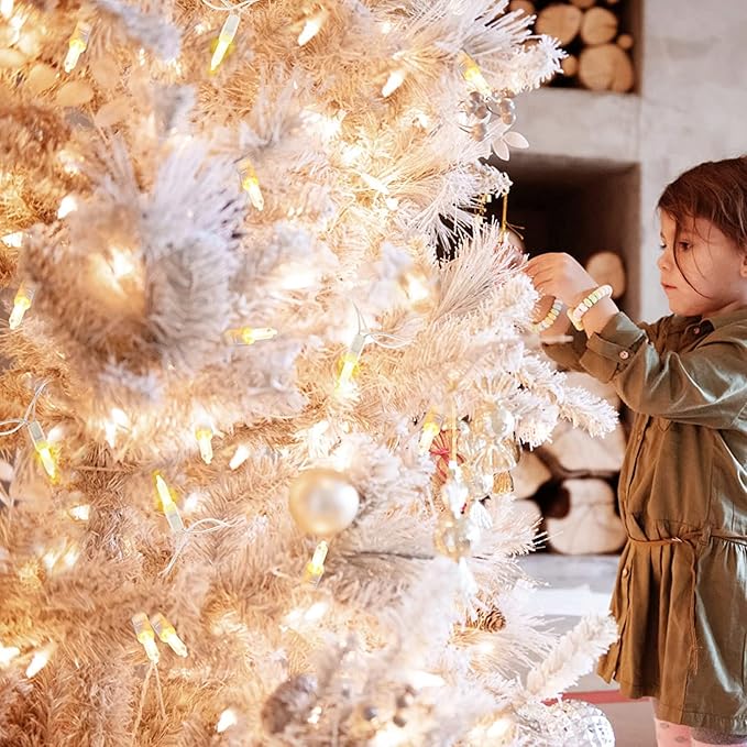 KOUQIYA Battery Operated Christmas Lights White Wire, 2 Pack17ft 50 LED Mini String Light with Auto-Timer 8 Modes Waterproof Tree Lights (Warm White)