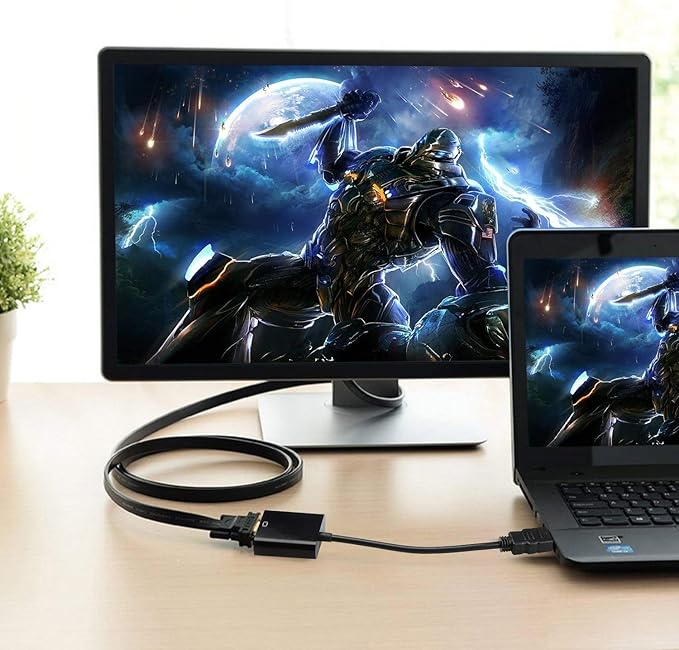 HDMI to VGA, Gold-Plated HDMI to VGA Adapter, Male to Female for Computer, Desktop, Laptop, PC, Monitor, Projector, HDTV, Chromebook, Raspberry Pi, Roku, Xbox and More