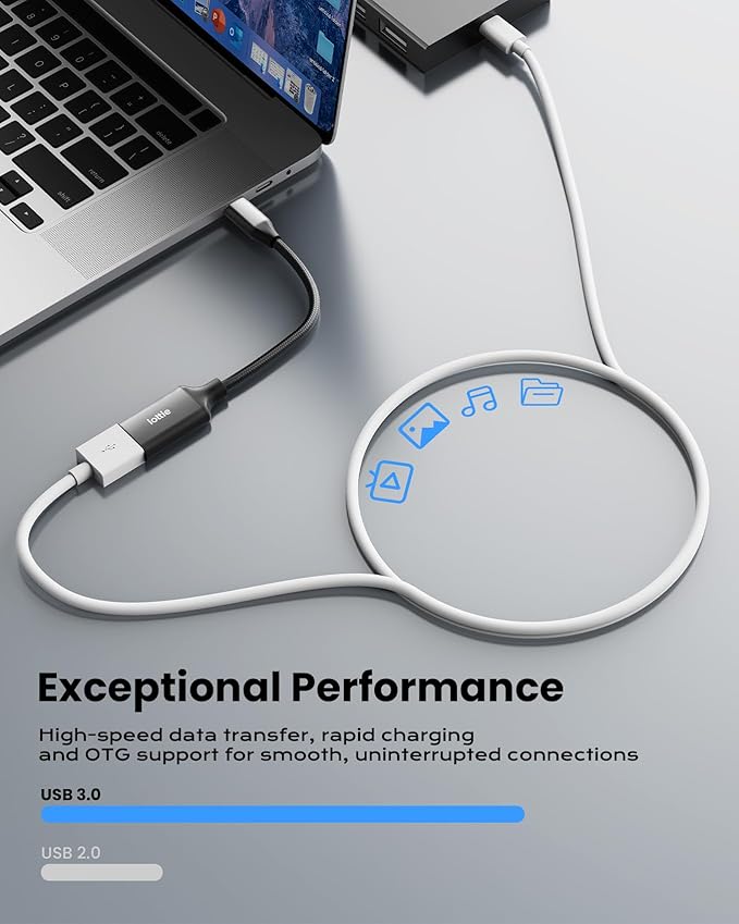 iOttie USB C to A Adapter Pack, A to C and C to A Adapter, 2 Pack of High-Speed Data Transfer Adapters with Fast Charging Support, OTG Support, and Nylon Braided Cable