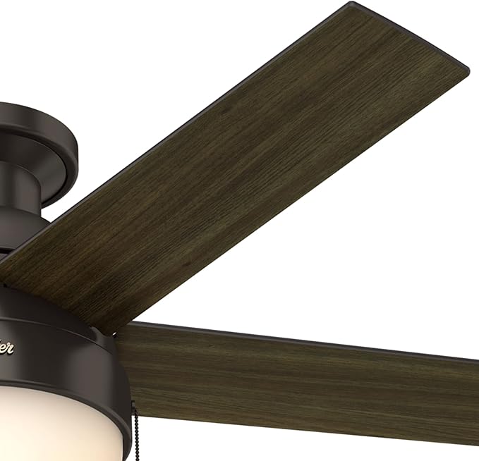 Hunter 59268 Anslee Indoor Low Profile Ceiling Fan with LED Light and Pull Chain Control, 46", Brown