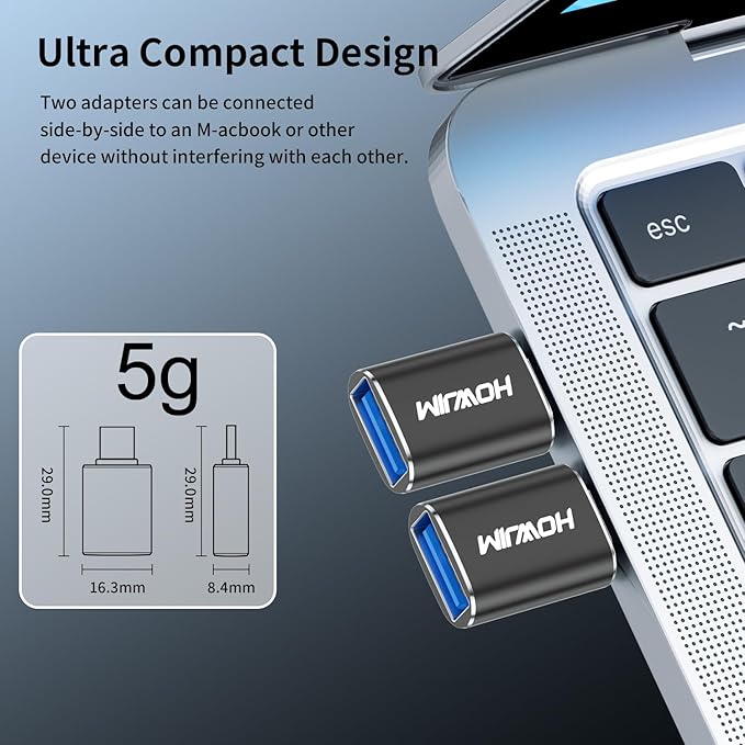 USB C to USB Adapter 4 Pack,Type C Male to USB 3.2 Female OTG Adapter,100W Fast Charging 10Gbps Data Transfer for M-acBook Pro/Air,Phone 15 16 17,Pad,G-alaxy,X-Peria,S-urface,D-ell XPS Black