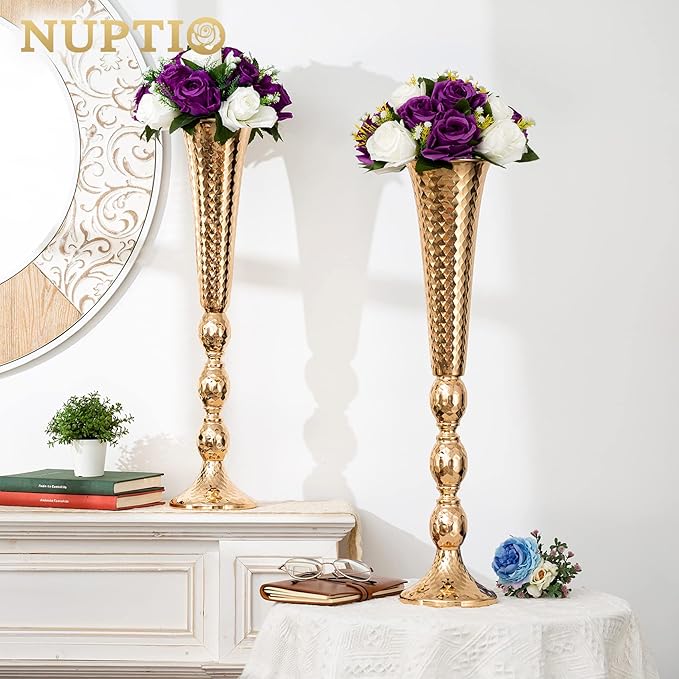 Pcs of 10 Fake Flower Ball Arrangement Bouquet,15 Heads Plastic Roses with Base, Suitable for Our Store's Wedding Centerpiece Flower Rack for Parties Valentine's Day Home Décor (Purple & White)