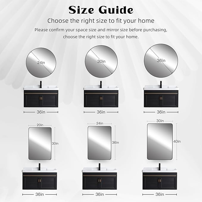 CULER White Bathroom Wall Mirror,20 x 30 Inch Rectangle Vanity Modern Tempered Glass Mirror for Bedroom,Living Room,Entryway