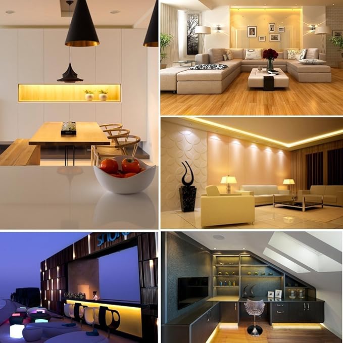 XINKAITE Led Strip Lights Warm White - 16.4ft Led Tape Light 12 V DC SMD 3528 Waterproof Flexible LED Light Strips for Boat, Home, Club, Bar and Outdoor Decoration(Power Adapter Not Included)
