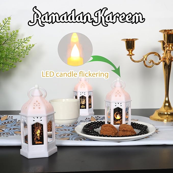 LLQ Mini Ramadan Lantern (12Pcs-5in) - Moroccan Small Lanterns Decorative, Eid Mubarak Decorations for Home, Ramadan Gifts for Family, Table Centerpiece