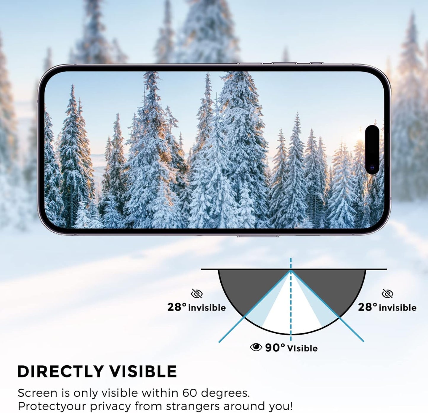JIEYKJO iPhone 15 Pro Max Privacy Screen Protector - Anti-Spy, Anti-Glare, Anti-Blue Light Gradient Film