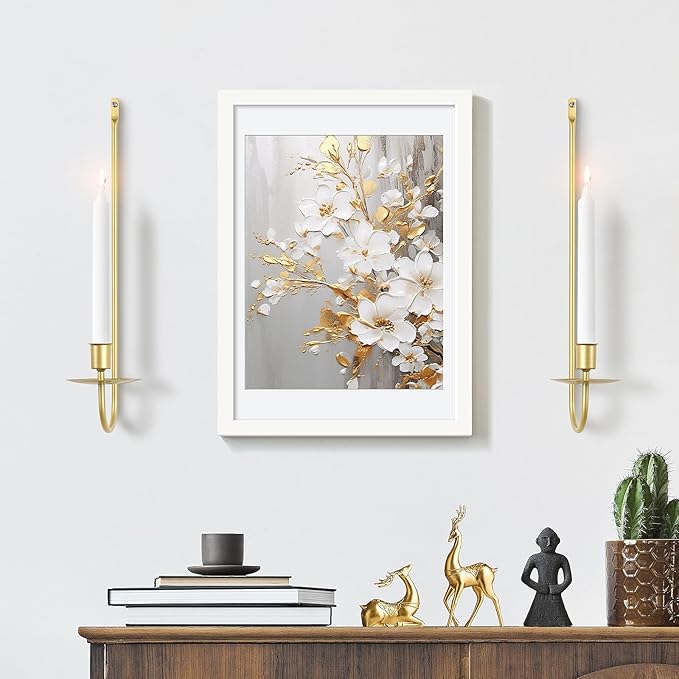XAROO Gold Candle Sconces, Taper & Pillar Wall Candle Holder, Metal Sconces Wall Decor Set of 2, for Living Room, Entryway, Fireplace, Wedding, Gifts for Women, Men, Mom or Dad