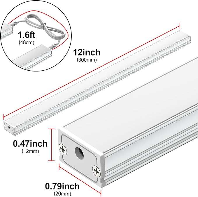 ASOKO Under Cabinet Led Light Plug in, Dimmable Daylight White 4500K, 3 Pack 12 inch Linkable Led Under Counter Lights for Kitchen, Shelf, Workbench, Cupboard, ETL Listed Plug 24V, UNO-LK 4500K