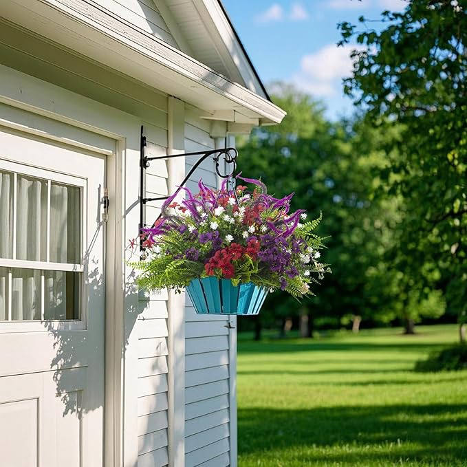 20Pcs Artificial Flowers for Outdoor UV Resistant & Waterproof, Realistic Fade-Proof Faux Greenery Shrubs Hanging Plants for Garden Porch Yard Lawn Patio Decorations (Vibrant Colors)