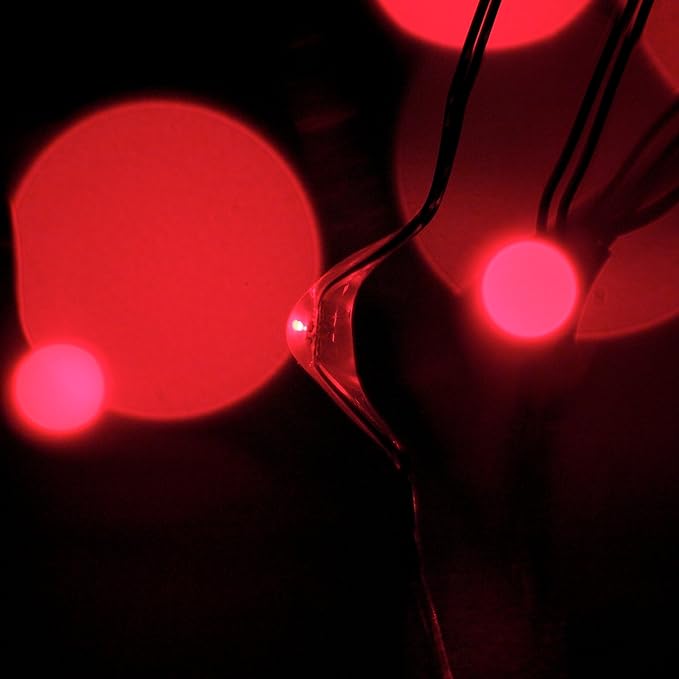 30 LEDs Red Color String Lights Silver Wire Indoor and Outdoor 9.5 Feet Firefly Starry Fairy Lights Battery Powered for DIY, Christmas, Holidays, Party, Bedroom and Centerpieces