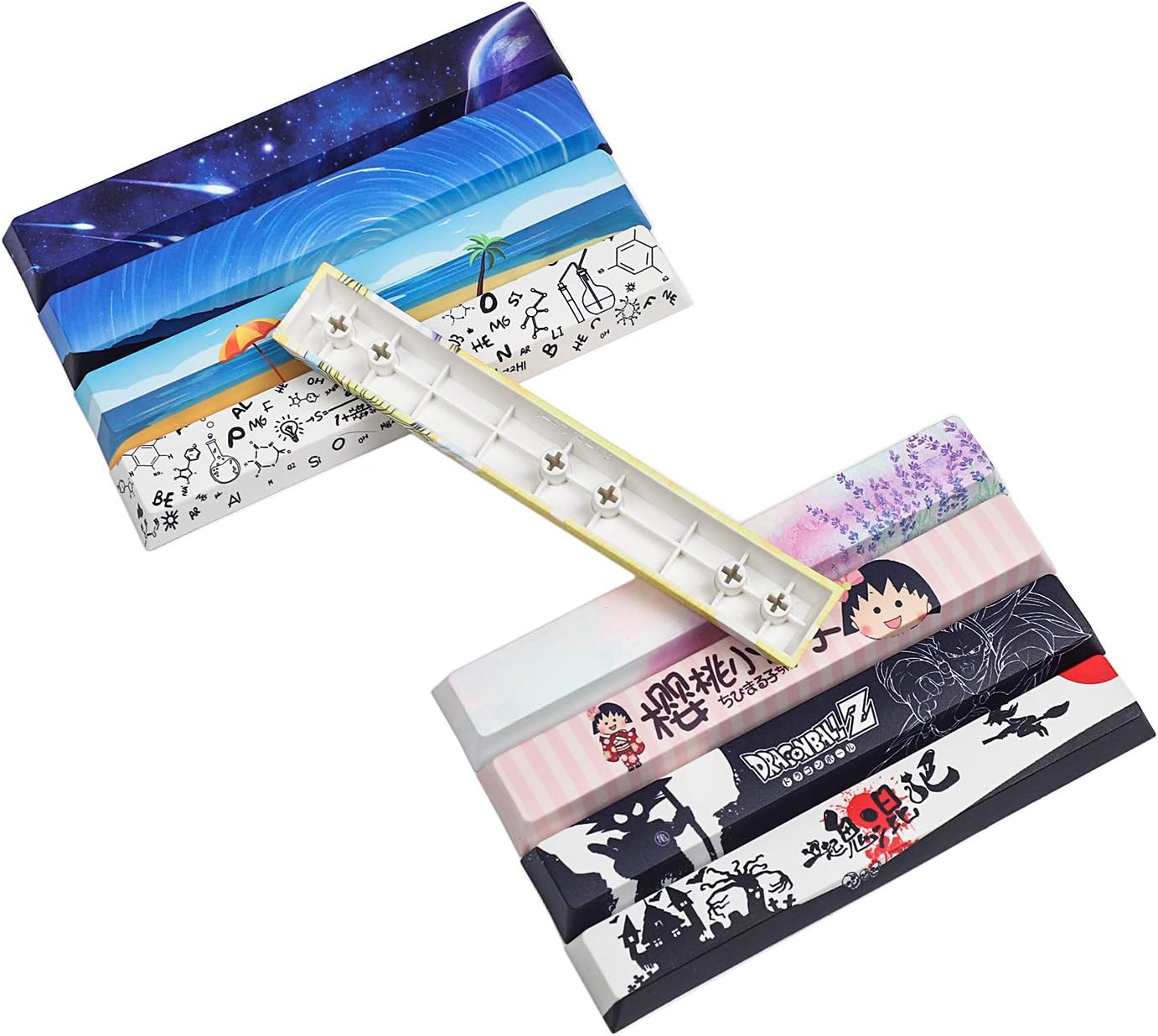 YMDK Anime PBT Five Sides Over Dye Sub 6.25u Spacebar Keycaps for Standard Cherry MX Mechanical Gaming Keyboard (Kit 7)