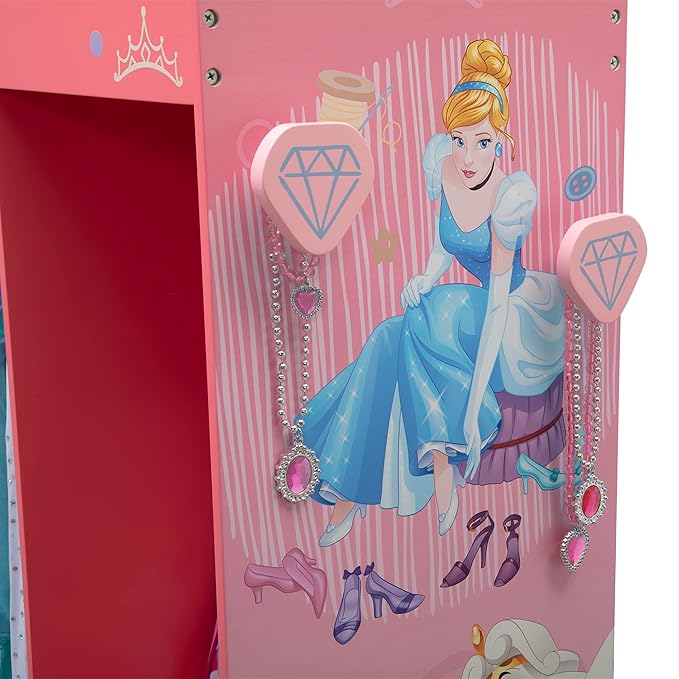 Disney Princess Dress & Play Boutique - Pretend Play Costume Storage Closet/Wardrobe for Kids with Mirror & Shelves by Delta Children, Pink