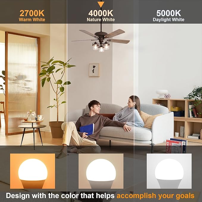 comzler LED Refrigerator Light Bulb, E26 LED Bulbs 60 Watt Equivalent, A15 Appliance Small Bulbs E26 Base with 4000K Natural White, Ceiling Fan Bulb, 600LM, Indoor Outdoor Light, Non-Dimmable, 8 Pack