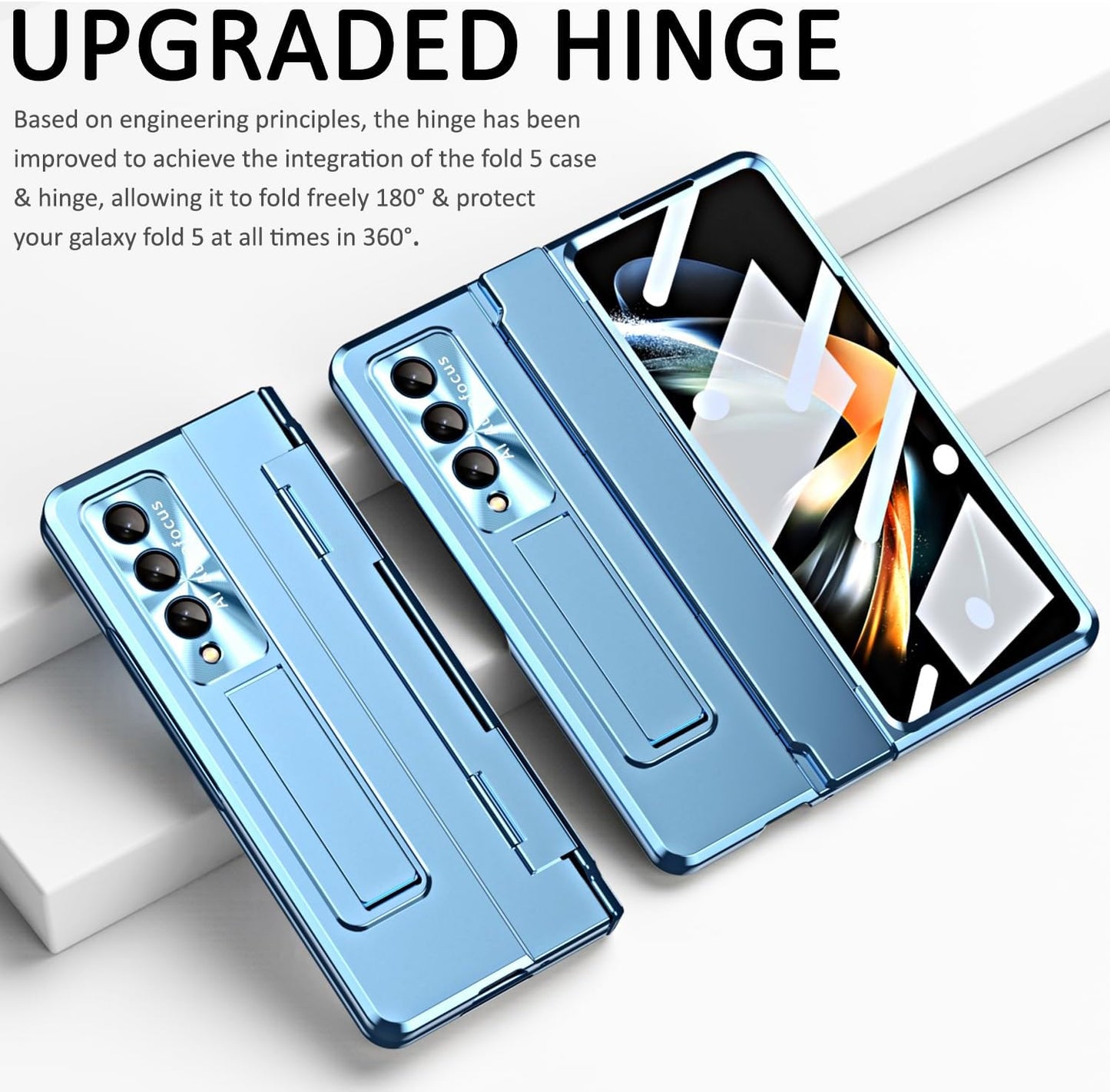Miimall Compatible Samsung Galaxy Z Fold 5 Case, with Upgraded Hinge Protection + Camera Lens Film + Front Screen