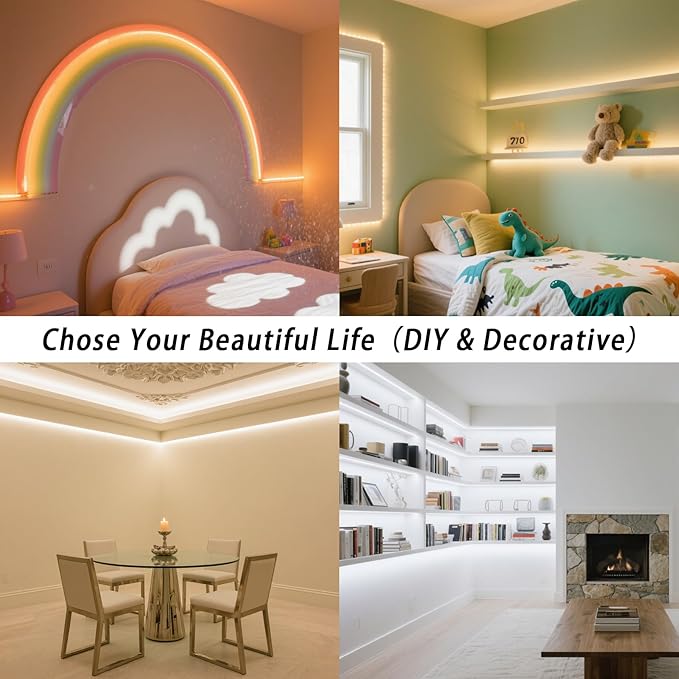 RadiantFlux 32.8ft LED Strip Light with Remote, 3000K-6000K Dimmable Bright Warm White Led Lights Strip, Flexible DC24V Led Tape Light for Bedroom, Kitchen, DIY Lighting