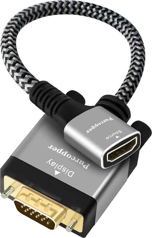 HDMI to VGA Adapter, Uni-Directional HDMI Female (Source) to VGA Male (Screen) Converter Connector, HDMI Computer to VGA Monitor Adapter for Monitor, PC, Raspberry Pi, Desktop, Projector, Roku, Xbox