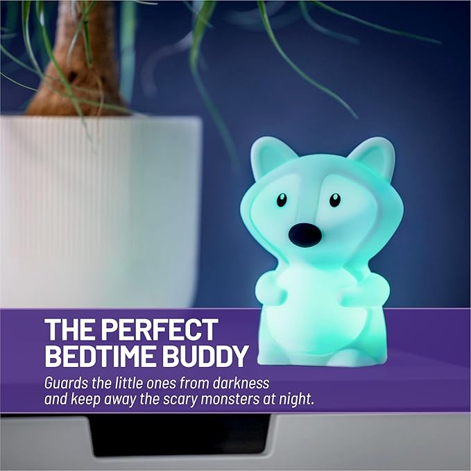 Lumipets Junior Fox Night Light, Soft Silicone Material, 8 Soothing Colors, Cordless, Easy Control, Portable