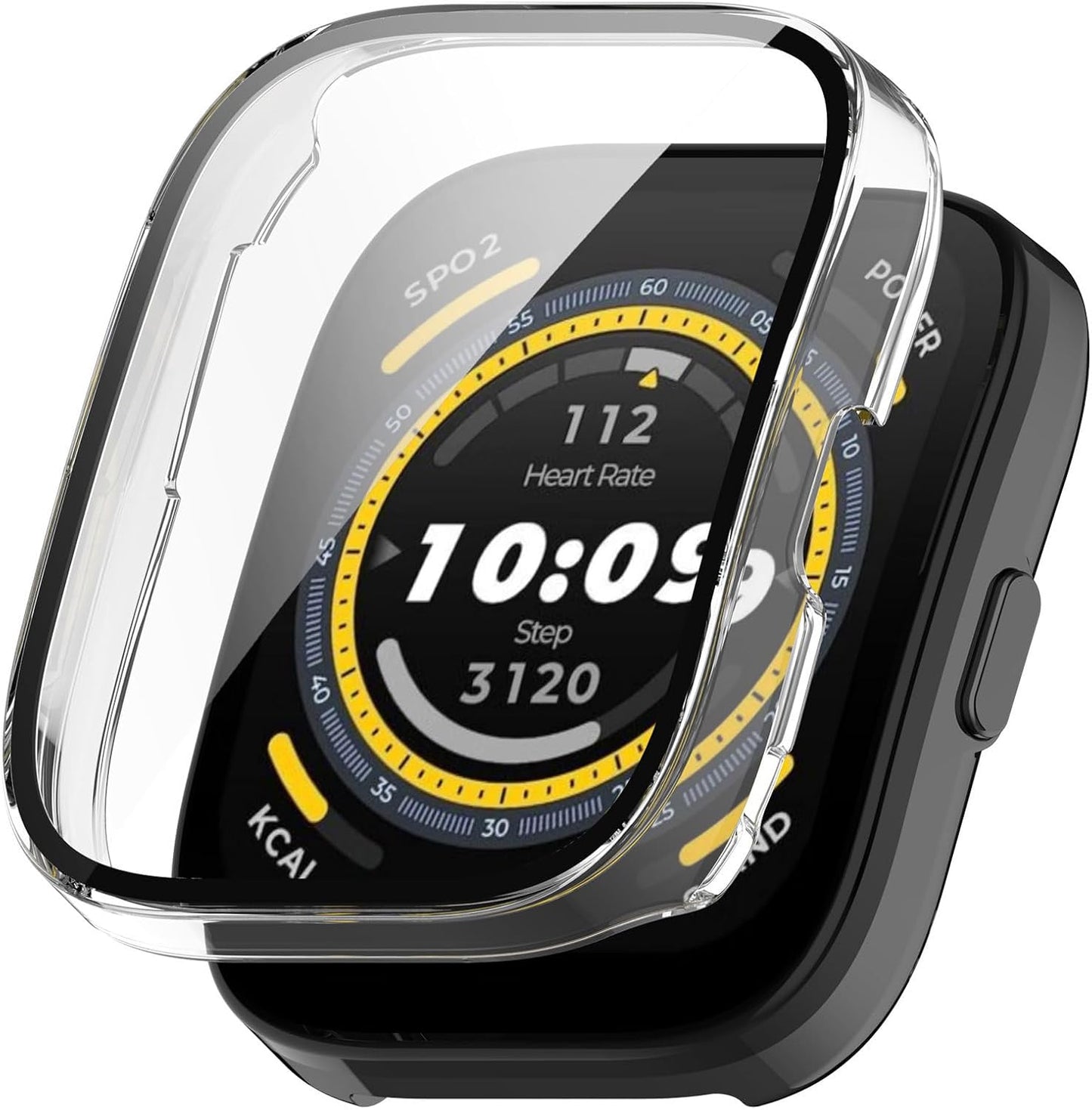 Protective Case for Amazfit Bip 5, All-Around Tempered Glass Bumper Full Cover Shell, 3 Pack C