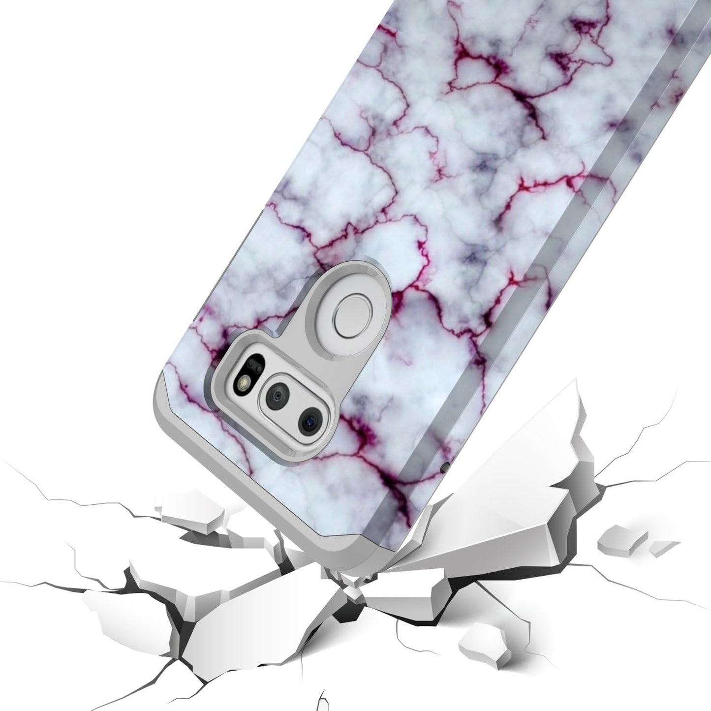 Rosebono Hybrid Dual Layer Shockproof Case for LG V30 / V30 Plus, Cute Colorful Silicone Skin (Marble Purple)