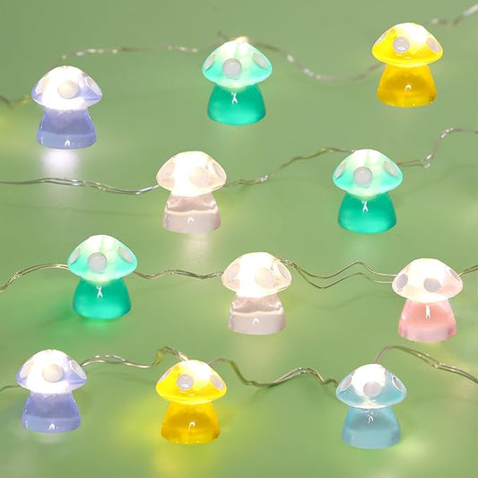 Impress Life Mushroom String Lights, 10FT 40LEDs Battery Operated or USB Powered Fairy Lights, Cute Mushroom Gifts for Indoor Outdoor Garden Party Wedding Decor