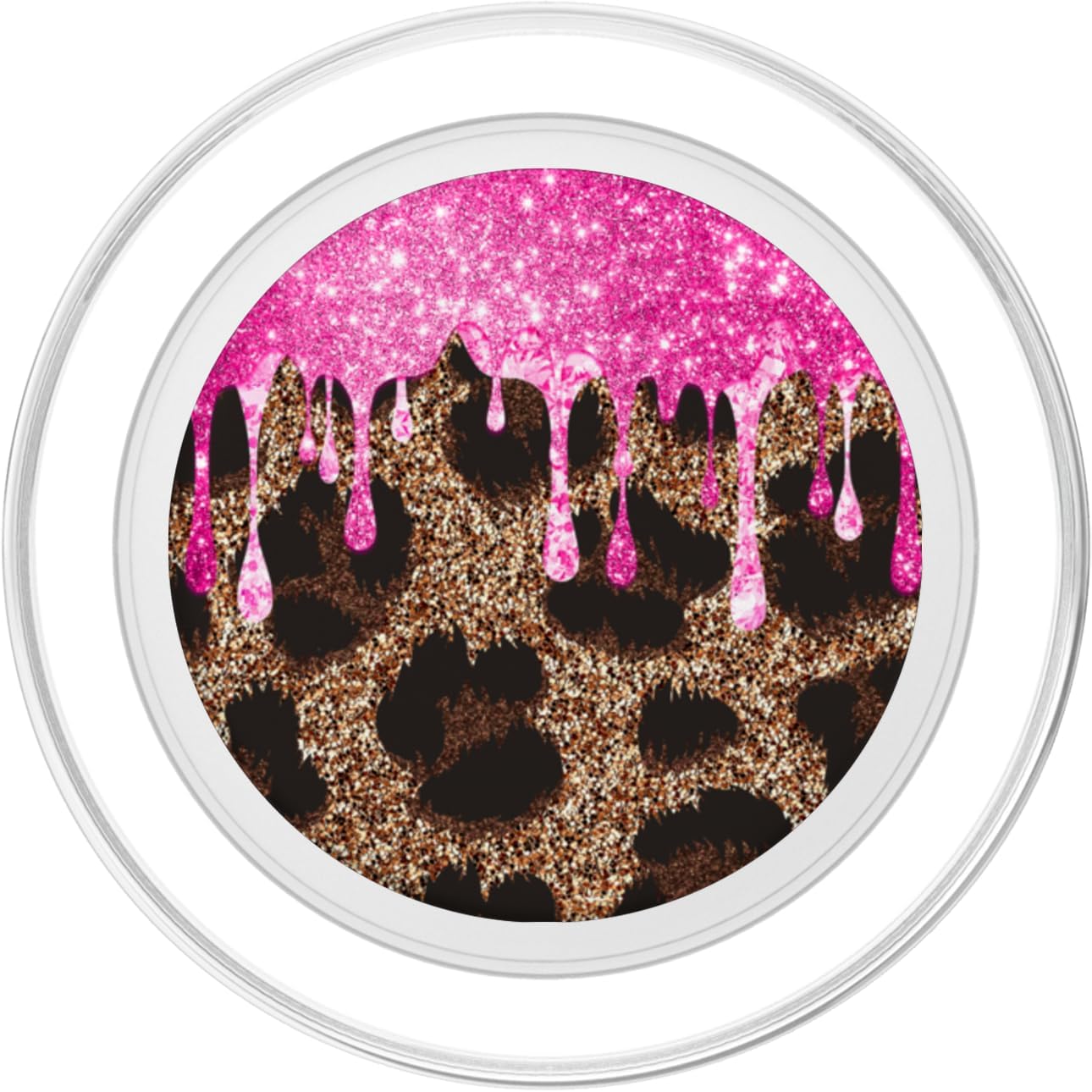 Leopard Print Abstract Animal Skin Dripping Pink Bling PopSockets MagSafe PopGrip for iPhone