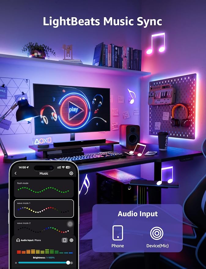 Lepro S1 AI LED Strip Lights for Bedroom - 16.4ft Smart RGB Light Strips with IC and Rainbow Chasing Effects, Color Segment DIY, Personalized Al Lighting Designer, No Remote, 2.4G Wi-Fi & Bluetooth