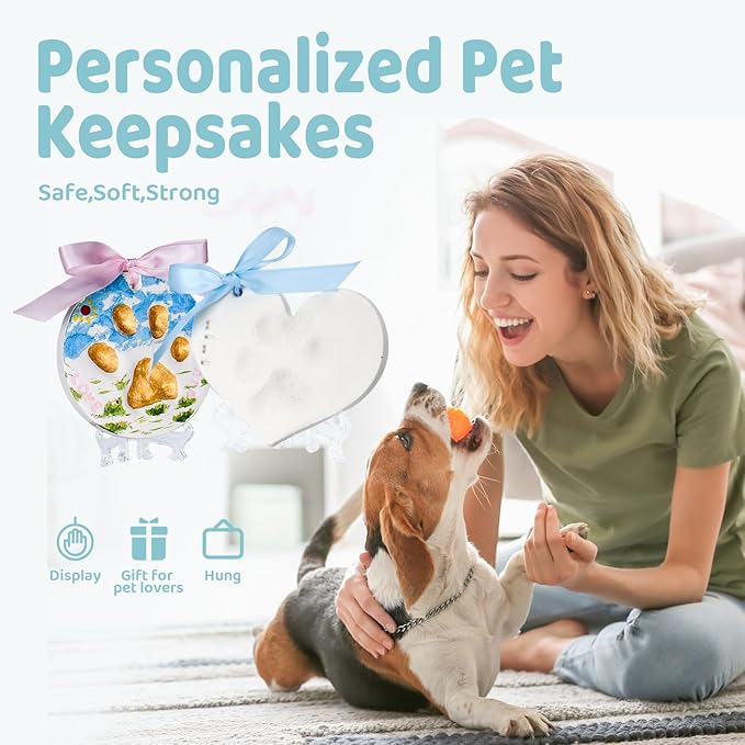 Tubuui Clay Paw Print Kit for Dogs Cats (Makes 2), Pawprint Keepsake Kit,Baby Hand and Footprint Ornament with Clay Imprint,DIY Dog Paw Print,Personalized Gifts for Pet Lovers