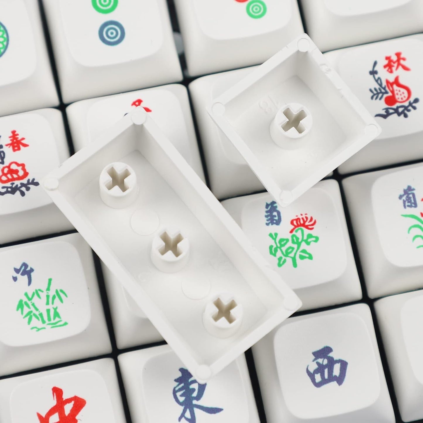 YMDK ZDA Ball Shape Thick PBT Majiang Mahjong Keycaps, Dye Sub Keycap for MX Switches Numpad Mechanical Keyboard