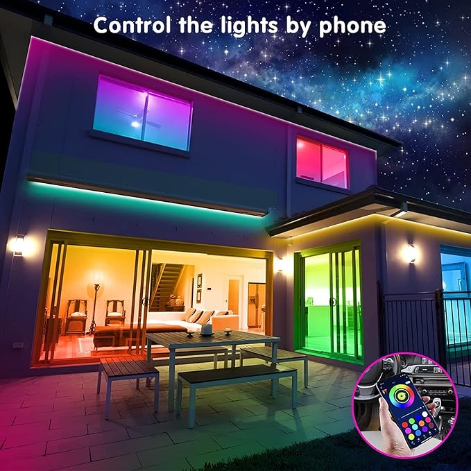 Tenmiro 32.8ft Led Strip Lights, RGB LED Smart Music Sync Color Changing LED Lights Strips with Remote Led Lights for Bedroom, Kitchen, Home, TV, Parties and Fstivals