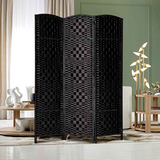 Rose Home Fashion 6 ft Tall Room Divider, Room Dividers and Folding Privacy Screens, 15.7in Privacy Screen 3 Panel Partition Temporary Wall Separation for Private, Black