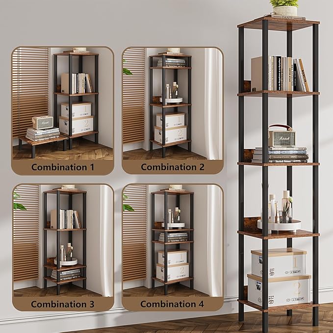 End Table, Side Table, Set of 2, Nightstands with 2-Tier Storage Shelves, Sofa Table for Small Space, Coach Table for Living Room Bedroom, Rustic Brown UTBT101F2