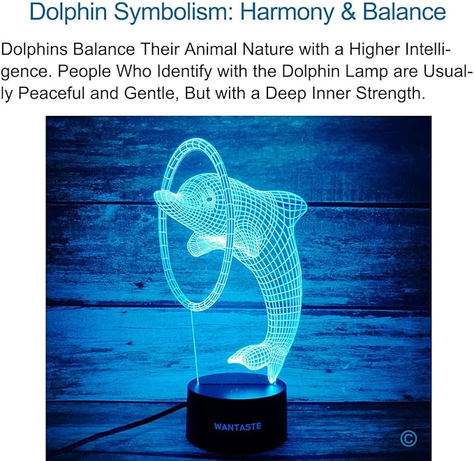 3D Dolphin Decor Lamp with Remote, 7 Color Changing Night Light Toys, Ocean Porpoise Birthday Gift for Kids, Girls, Boys