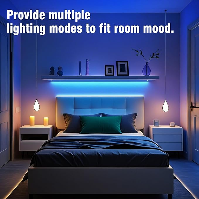 VOLIVO 100ft Led Strip Lights for Bedroom, Color Changing Led Light Strips Kit with 24 Keys IR Remote and Smart App Control, RGB Music Sync Lighting for Room, Home Decor