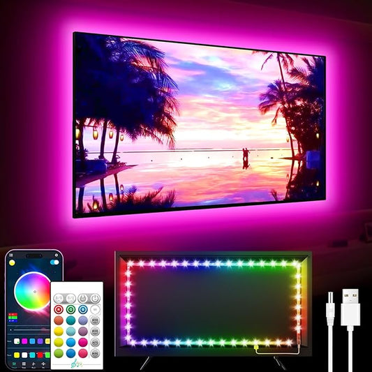 GIPOYENT Music Sync LED TV Backlight, RGB Color Changing Light Strip for 55-80 Inch TVs - Bluetooth Function, Home Theater (19.6ft)