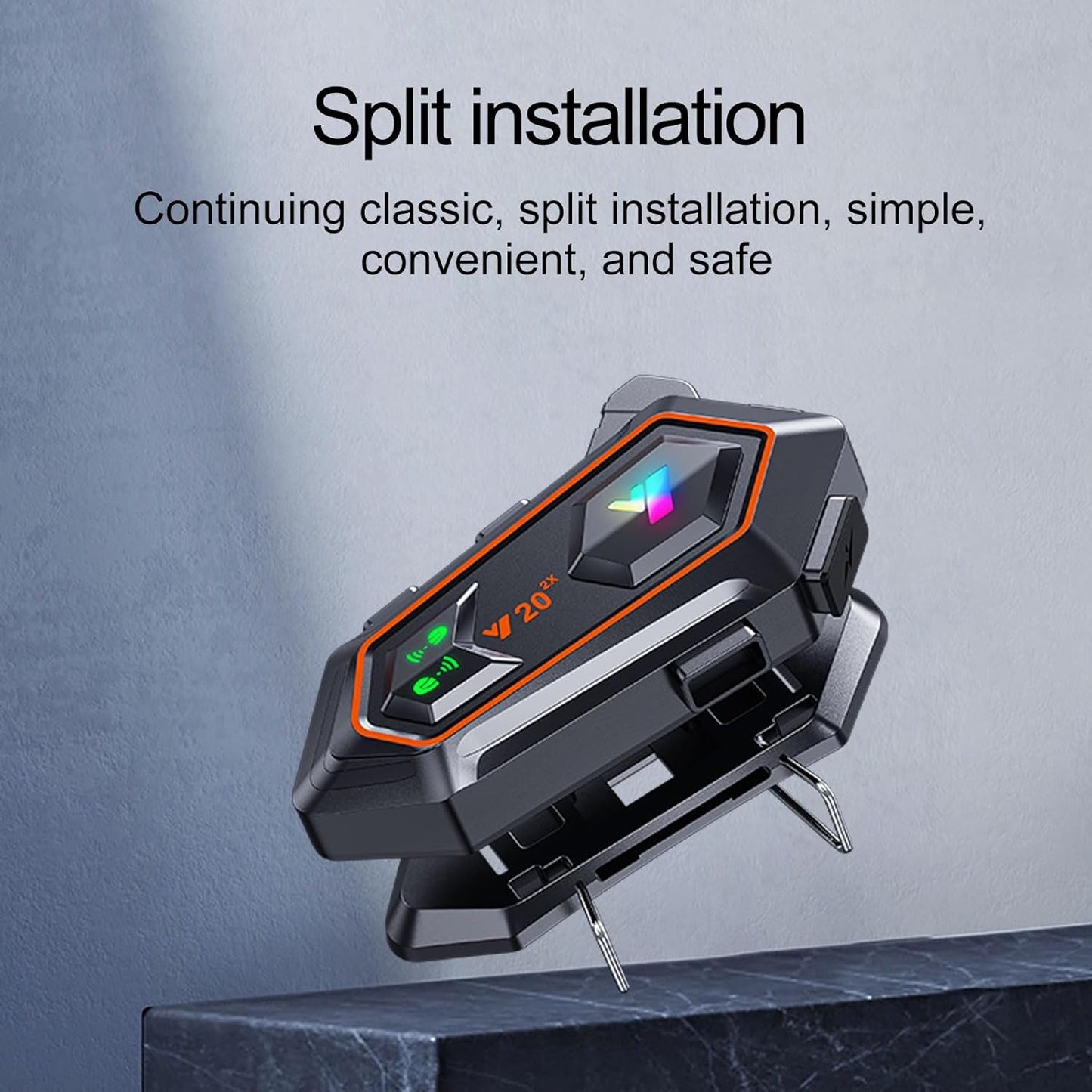 Y20-2X Motorcycle Helmet Bluetooth Headset, Dual 100m Intercom, Bluetooth 5.3, Smart Noise Reduction, IPX6 Waterproof