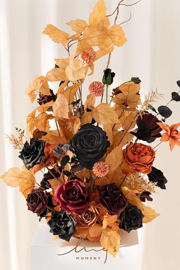 Ling's moment 41" Tall Fall Free Standing Artificial Flowers Arrangements 2 pcs Wedding Arch Altar Stage Decorations Classic Halloween Wedding for Ceremony Reception Church Backdrop Outdoor Party