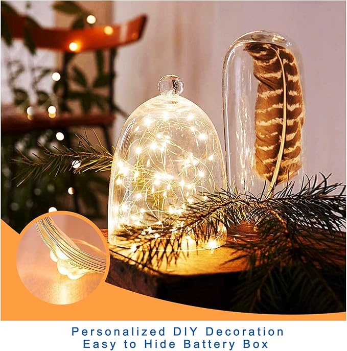 Fairy Lights Battery Operated, 6-Pack Mini String Lights, 20 LED 7ft Twinkle Firefly Starry Lights for DIY Craft Mason Jar Bedroom Wedding Party Table Christmas Decoration (Warm White)